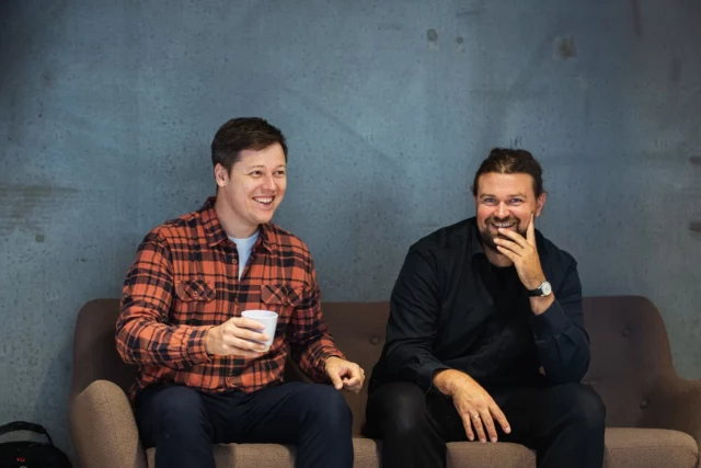 We had a great day at @codenode_copenhagen 

@niemion and @rasmushollerup discussing how to execute a town hall without friction and if you can drink coffee after 13.00 without affecting sleep quality ☕️🚨⚡️

#makelivebetter
#copenhagenstreaming 
#townhall 
#livestreaming 
#codenode
